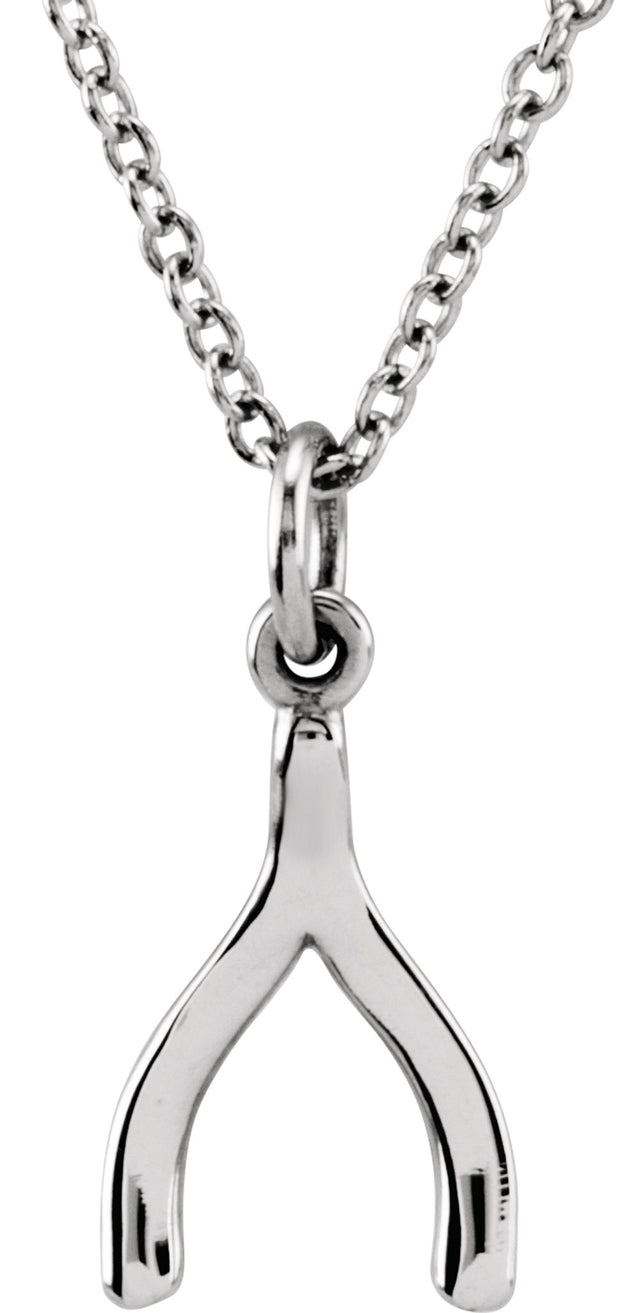 14K White Tiny Posh® Wishbone 16-18" Necklace