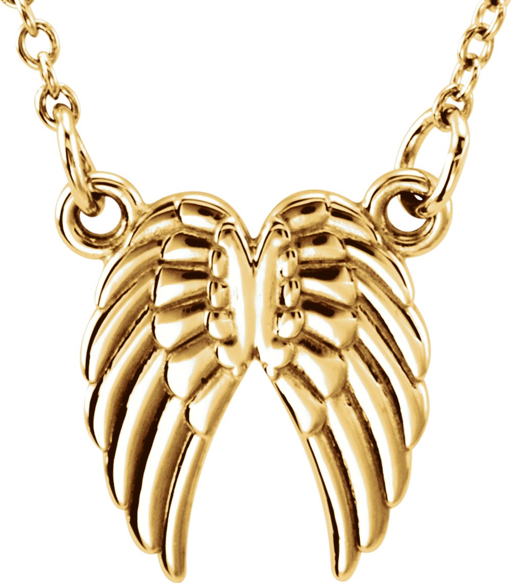 14K Yellow Tiny Posh® Angel Wings 16-18" Necklace