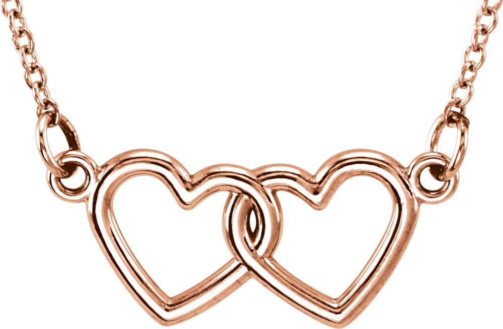 14K Rose Gold Tiny Posh® Double Heart 16-18" Necklace 