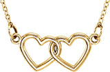 14K Yellow Gold Tiny Posh® Double Heart 16-18" Necklace 