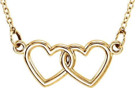 14K Yellow Tiny Posh® Double Heart 16-18" Necklace 