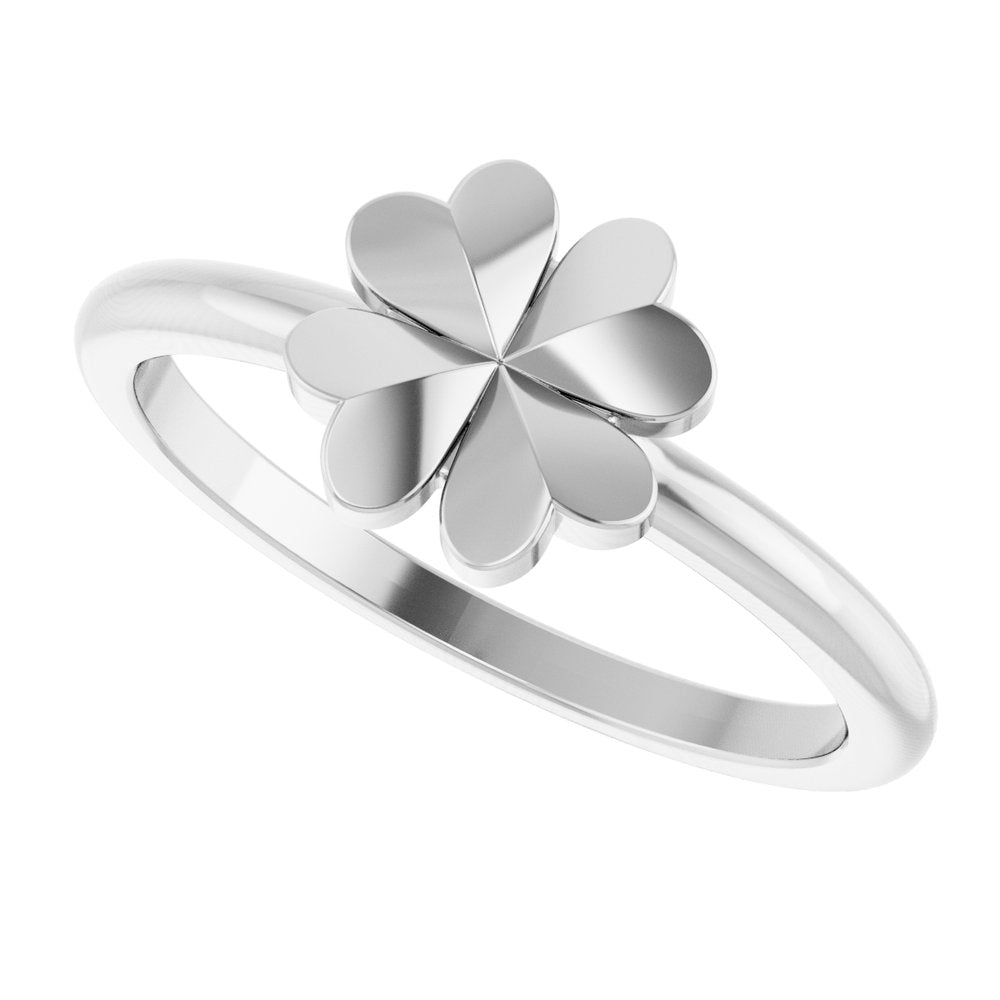 Sterling Silver Four-Leaf Clover Stackable Ring