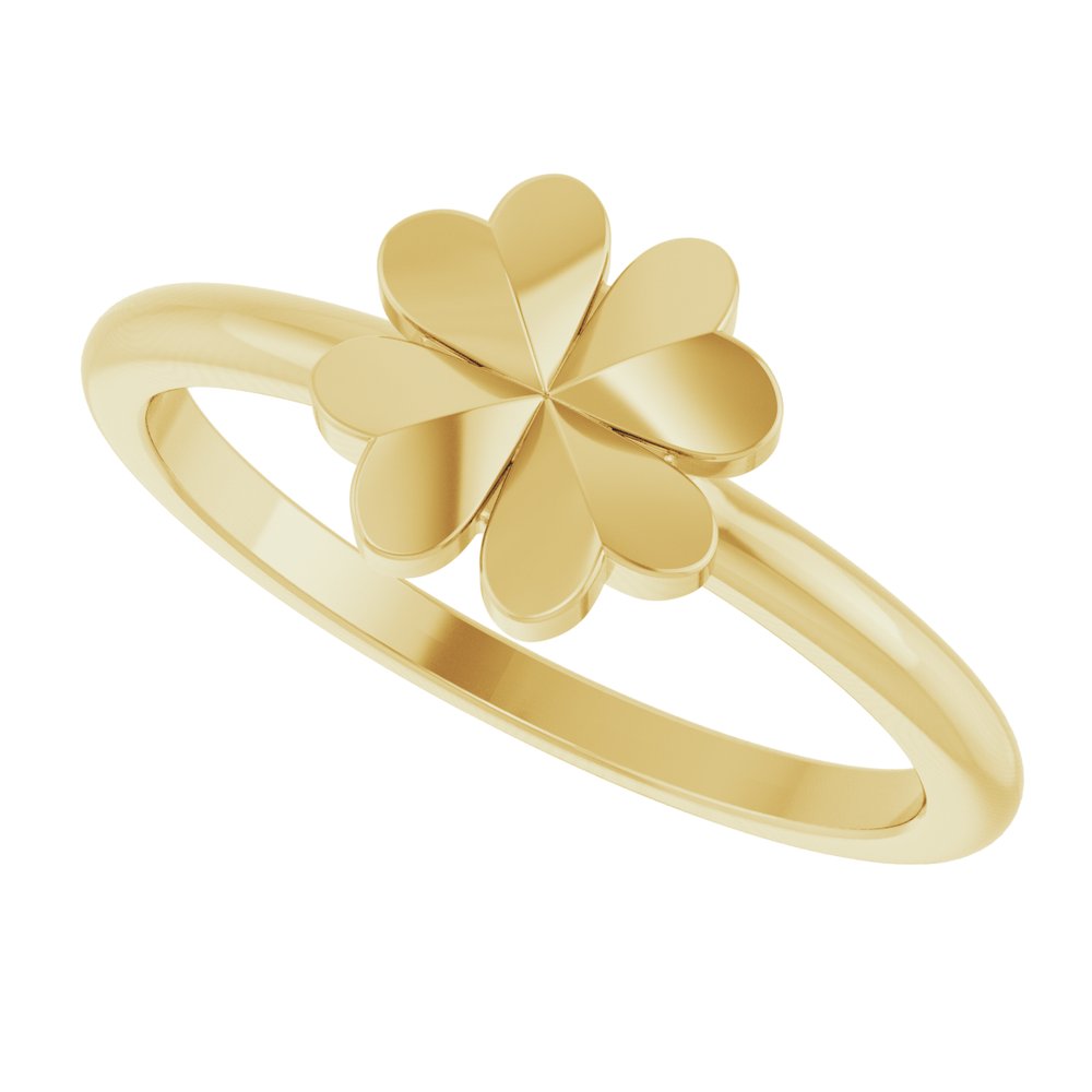 14K Yellow Four-Leaf Clover Stackable Ring