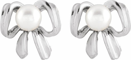 14K White Cultured White Freshwater Pearl Earrings