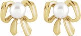 14K Yellow Gold Cultured White Freshwater Pearl Earrings