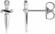 14K White .025 CTW Natural Diamond Dagger Earrings