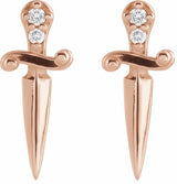 14K Rose .025 CTW Natural Diamond Dagger Earrings