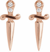 14K Rose Gold .025 CTW Natural Diamond Dagger Earrings