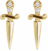 14K Yellow Gold .025 CTW Natural Diamond Dagger Earrings
