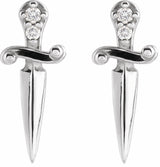 14K White .025 CTW Natural Diamond Dagger Earrings