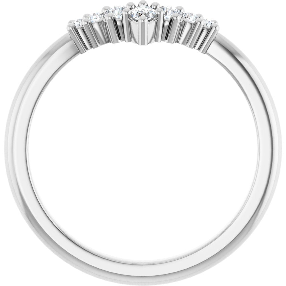 14K White 1/6 CTW Lab-Grown Diamond Contour Band