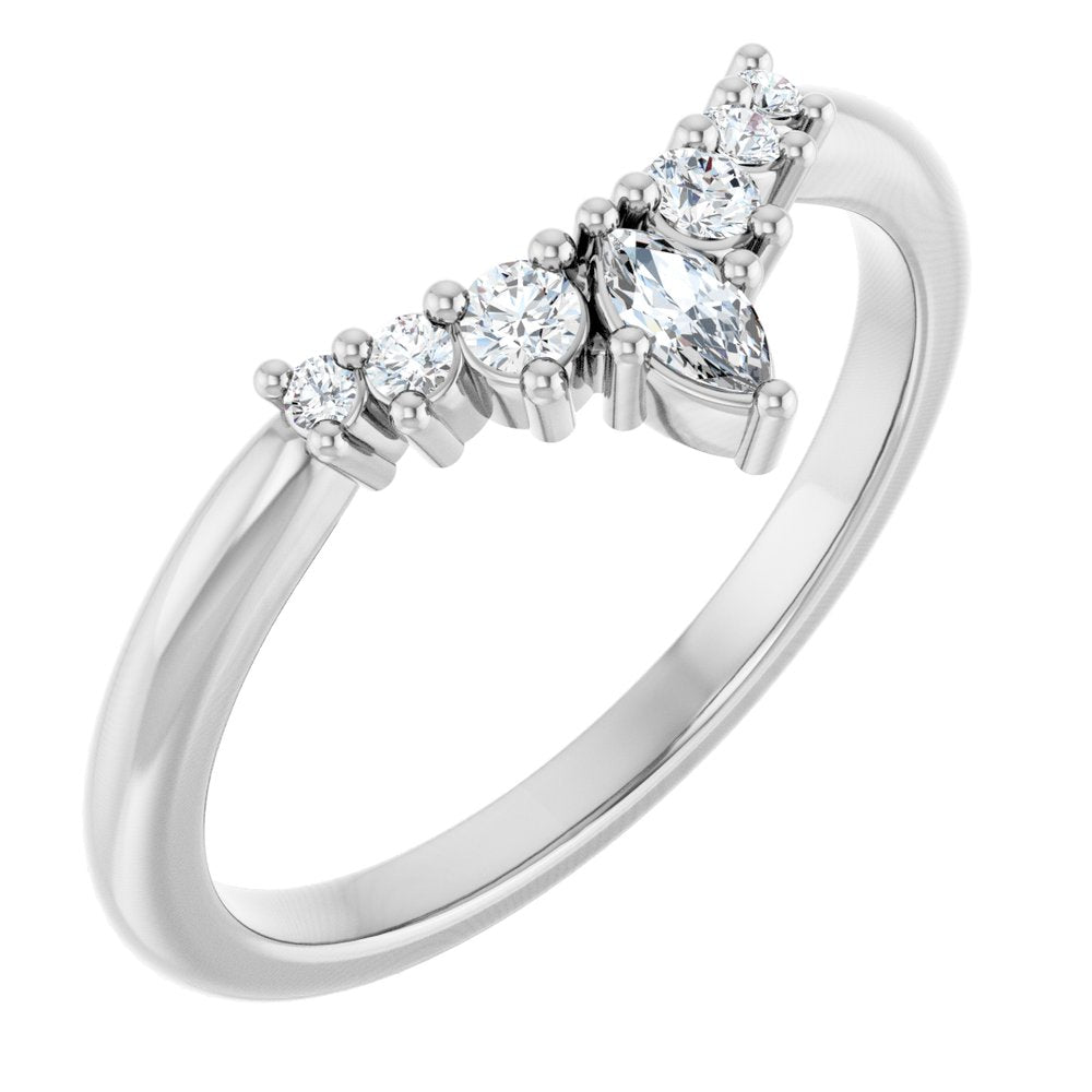 14K White Gold 1/6 CTW Lab-Grown Diamond Contour Band