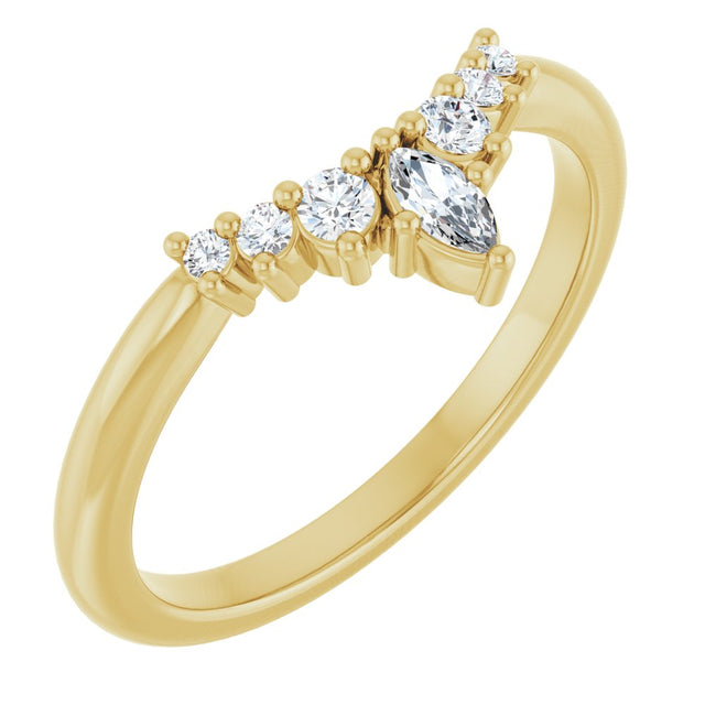 14K Yellow Gold 1/6 CTW Natural Diamond Contour Band
