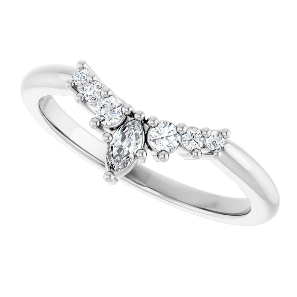 14K White 1/6 CTW Lab-Grown Diamond Contour Band