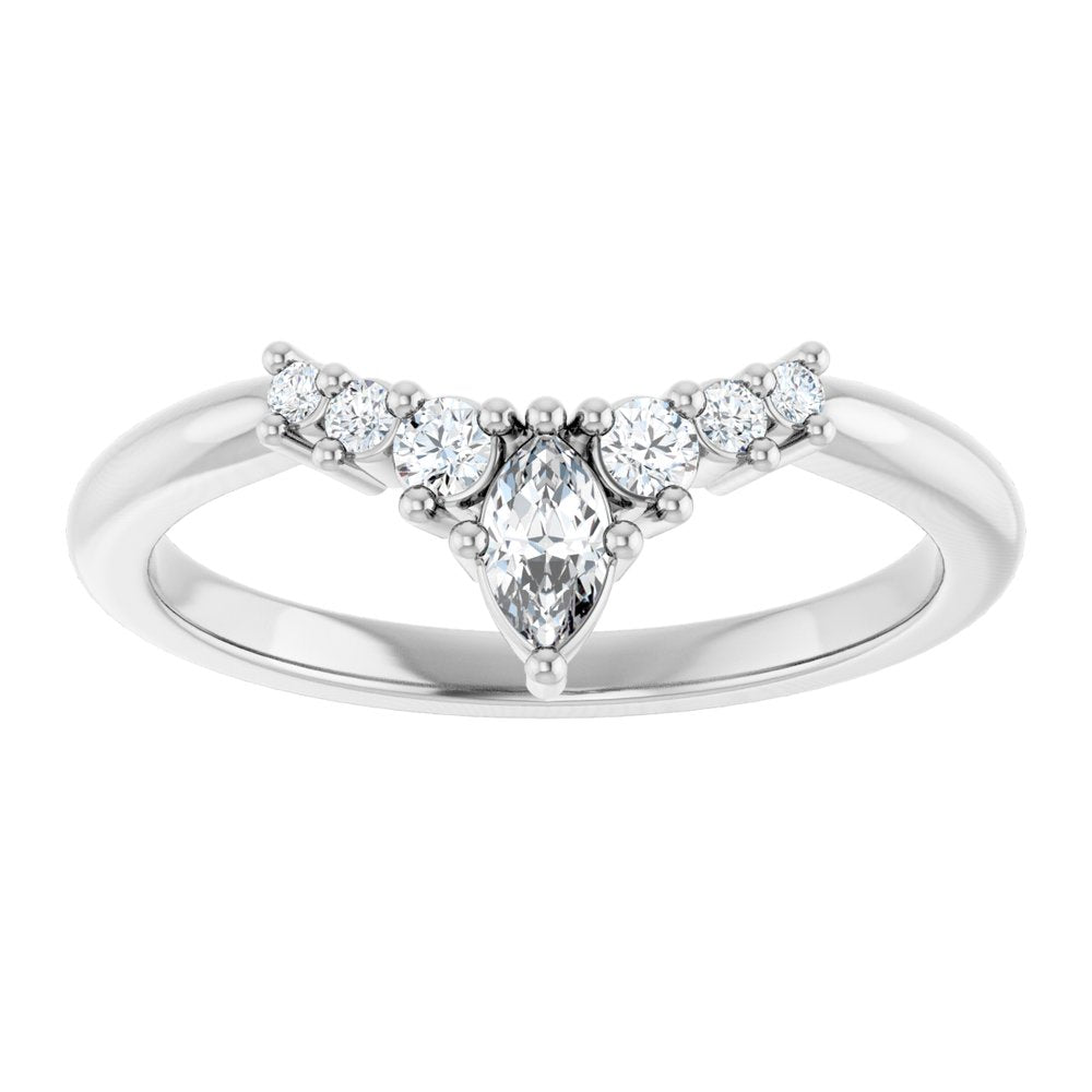 14K White Gold 1/4 CTW Natural Diamond Contour Band