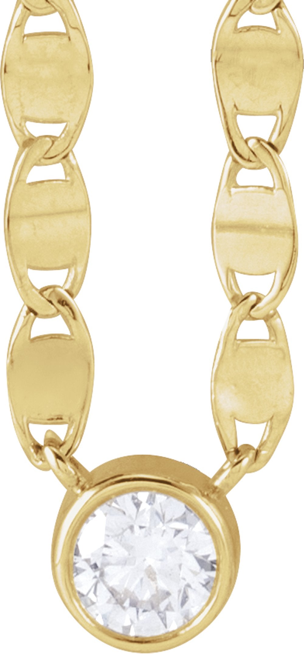 14K Yellow Gold 1/5 CT Natural Diamond 16" Necklace 