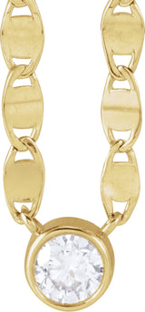 14K Yellow Gold 1/5 CT Natural Diamond 16" Necklace 