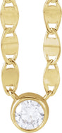 14K Yellow Gold 1/5 CT Natural Diamond 16" Necklace 