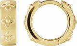 14K Yellow Gold Floral Hinged 13.2 mm Hoop Earrings