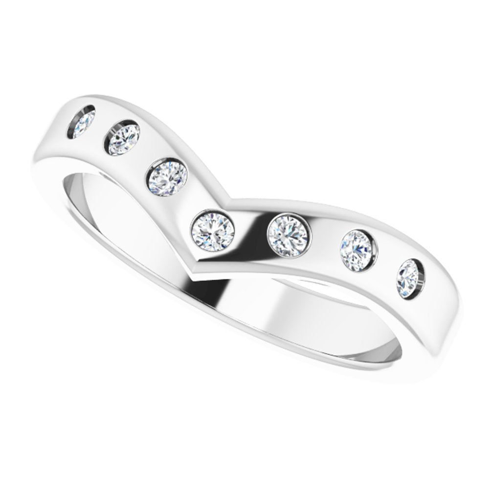 14K White 1/5 CTW Lab-Grown Diamond Contour Band