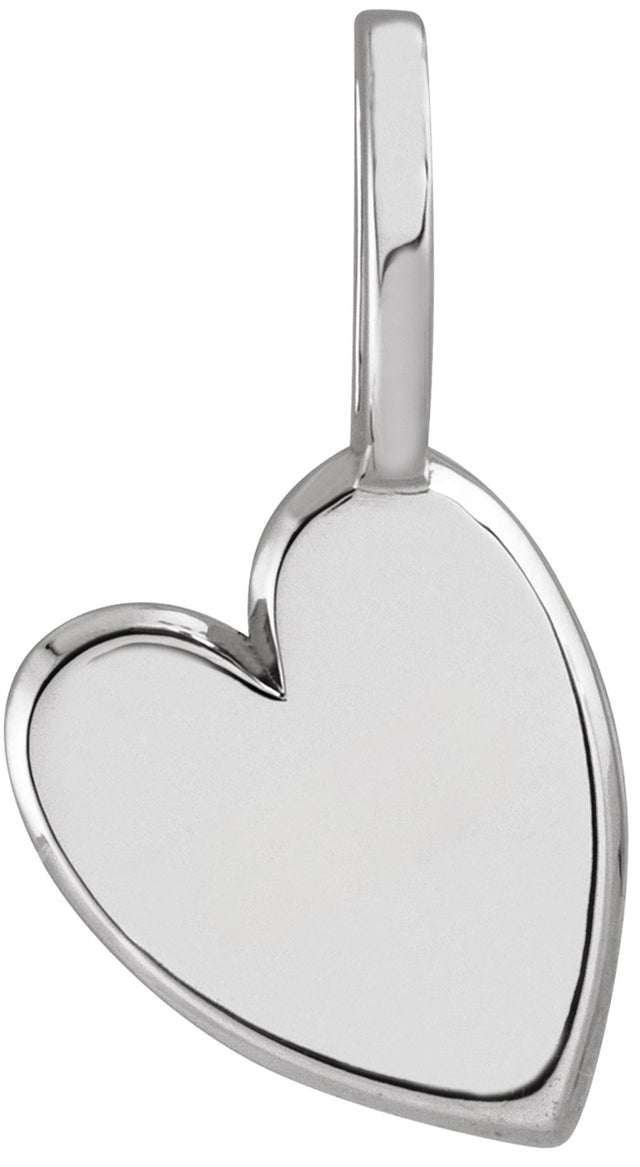 14K White Engravable Sideways Heart Pendant