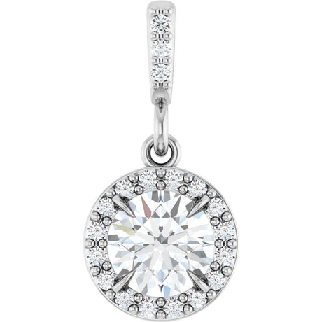 14K White 1/2 CTW Lab-Grown Diamond Halo-Style Pendant