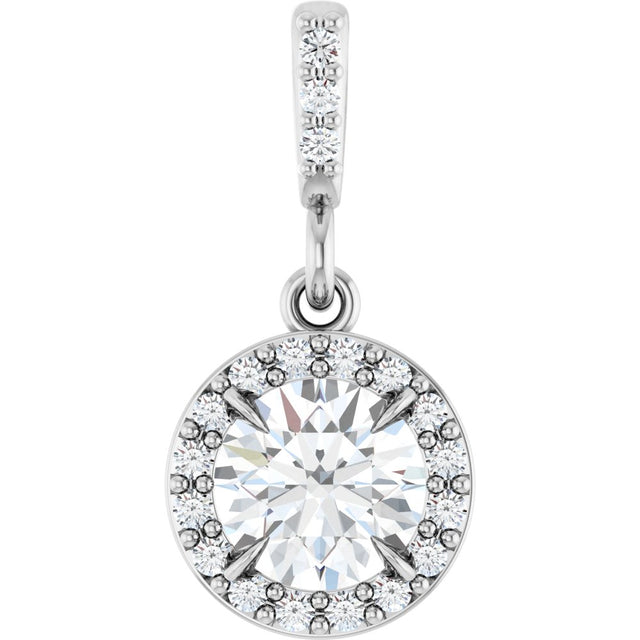 14K White 1/2 CTW Lab-Grown Diamond Halo-Style Pendant