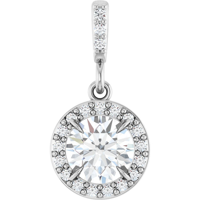 14K White Gold 5/8 CTW Lab-Grown Diamond Halo-Style Pendant