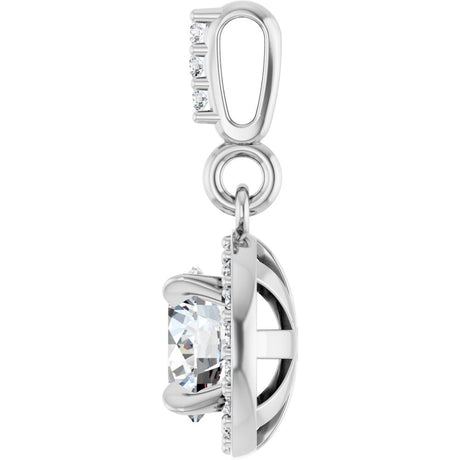 14K White Gold 5/8 CTW Lab-Grown Diamond Halo-Style Pendant