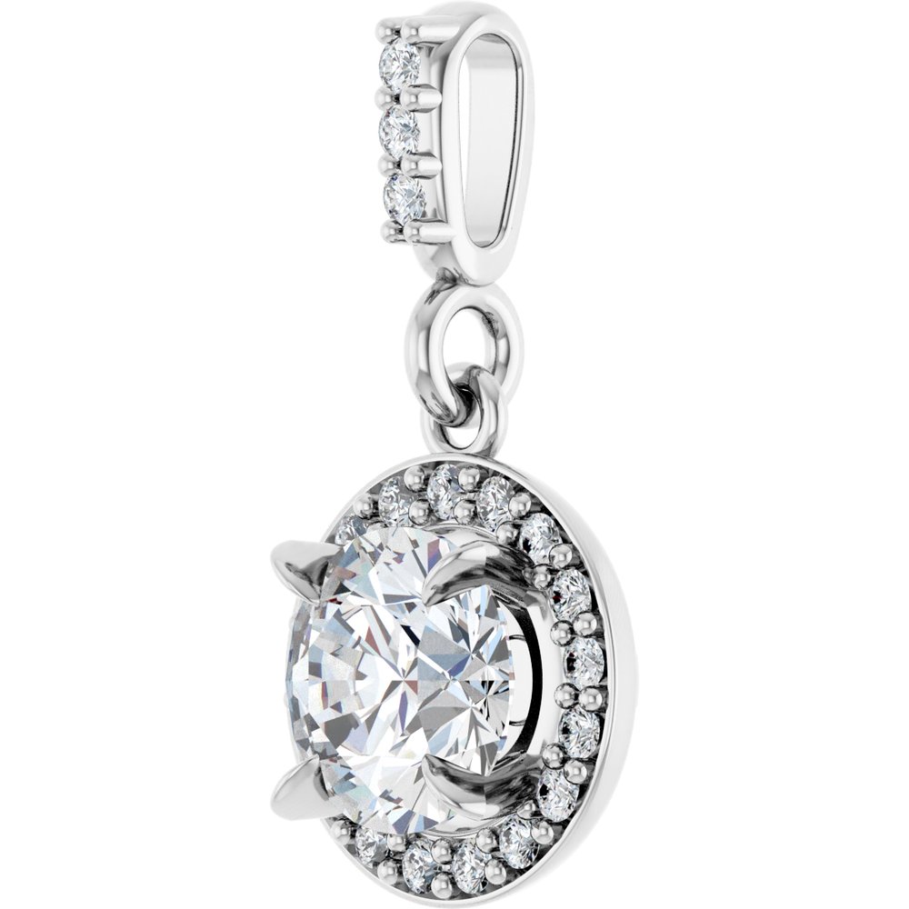 14K White Gold 5/8 CTW Lab-Grown Diamond Halo-Style Pendant