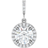 14K White Gold 1 1/8 CTW Lab-Grown Diamond Halo-Style Pendant
