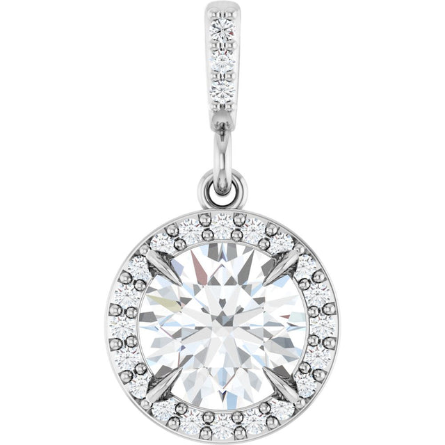 14K White Gold 1 1/8 CTW Lab-Grown Diamond Halo-Style Pendant