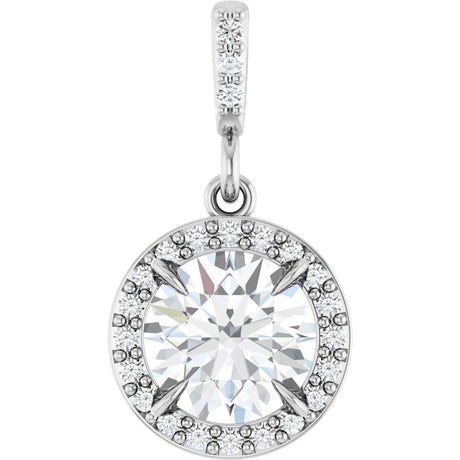 14K White 1 1/8 CTW Lab-Grown Diamond Halo-Style Pendant