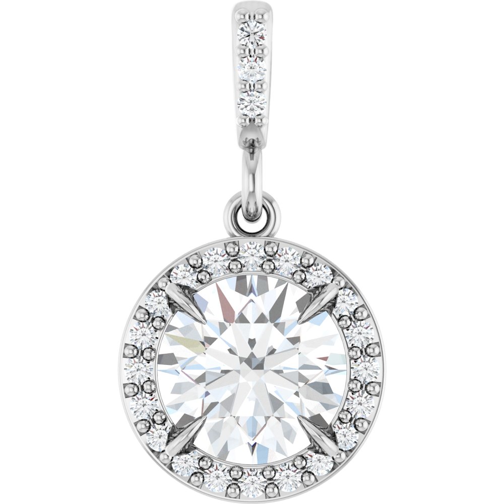 14K White 1 1/8 CTW Lab-Grown Diamond Halo-Style Pendant