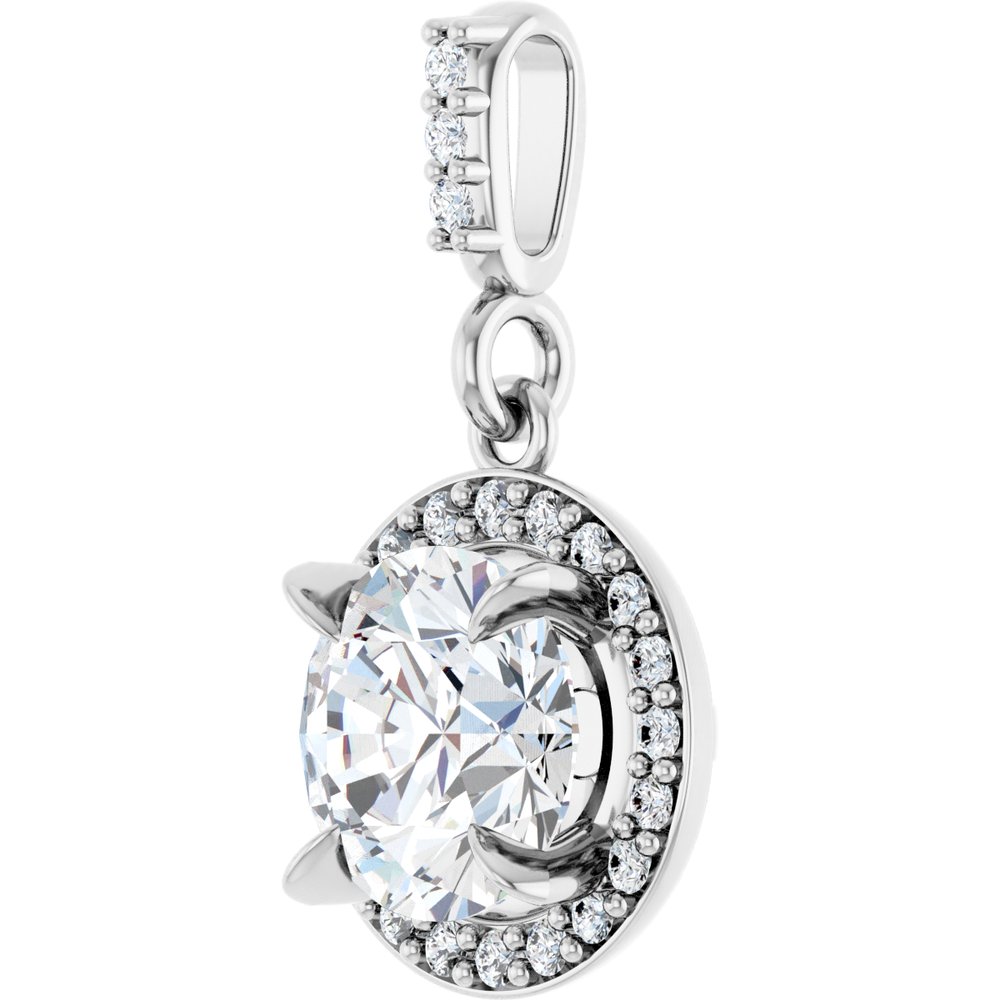 14K White 1 1/8 CTW Lab-Grown Diamond Halo-Style Pendant