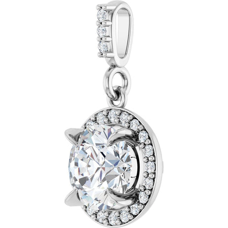 14K White 1 1/8 CTW Lab-Grown Diamond Halo-Style Pendant