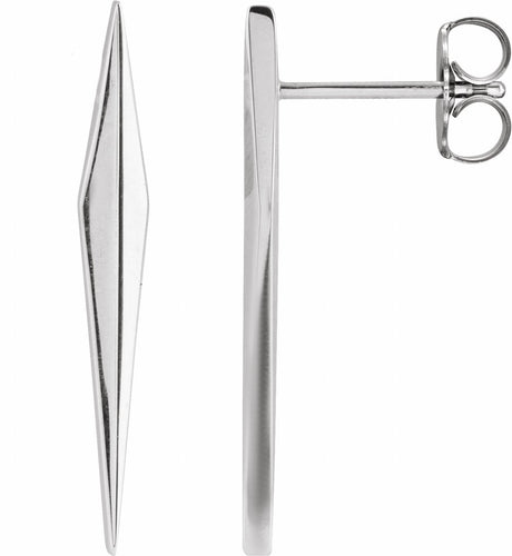 14K White Gold Geometric Earrings