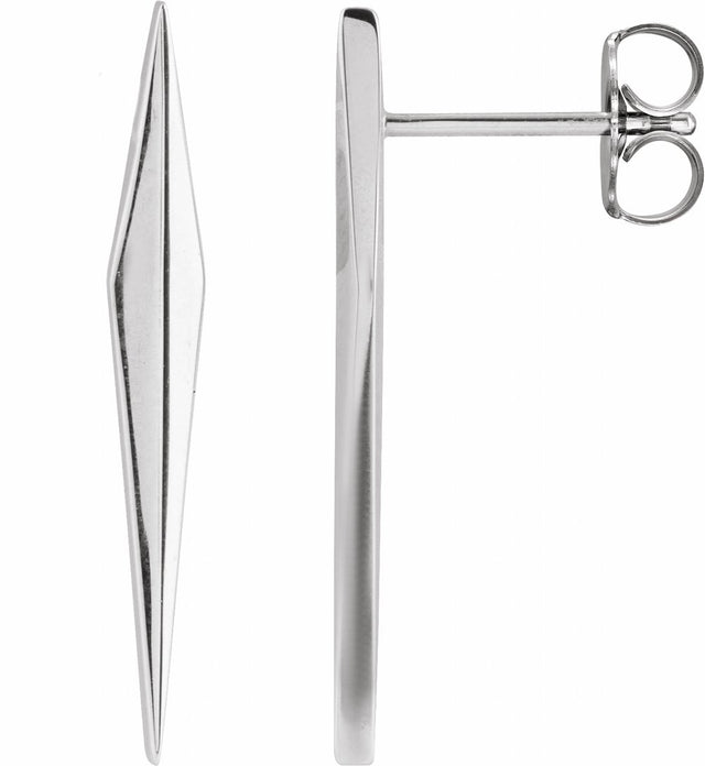 14K White Gold Geometric Earrings