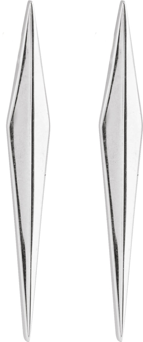 14K White Gold Geometric Earrings