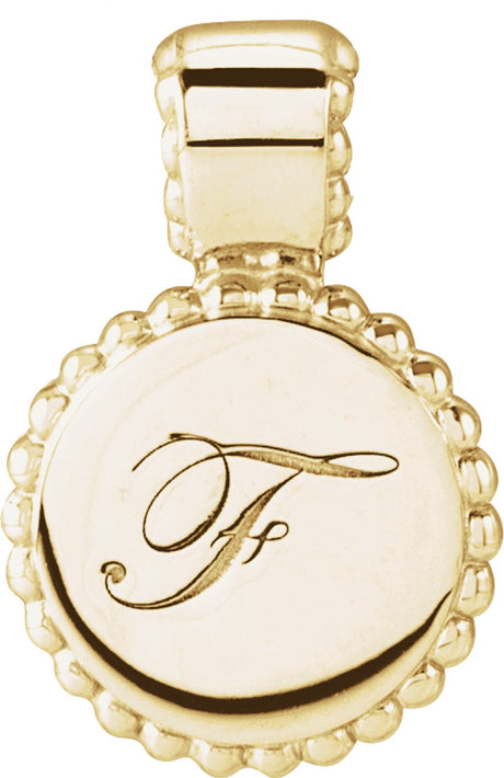 14K Yellow Engravable Beaded Disc Pendant