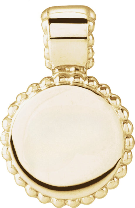 14K Yellow Engravable Beaded Disc Pendant