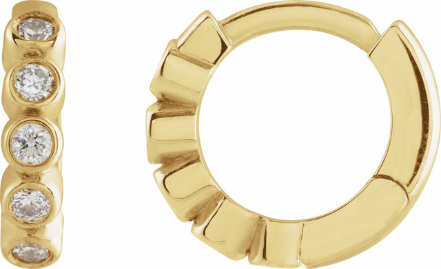14K Yellow Gold 1/8 CTW Natural Diamond 10.25 mm Hinged Hoop Earrings
