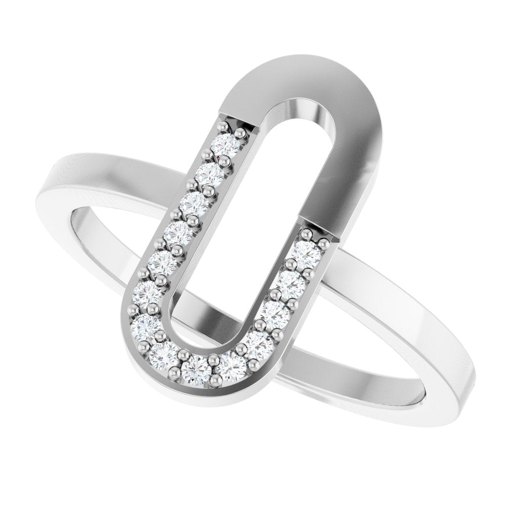 14K White 1/10 CTW Natural Diamond Paperclip-Style Ring