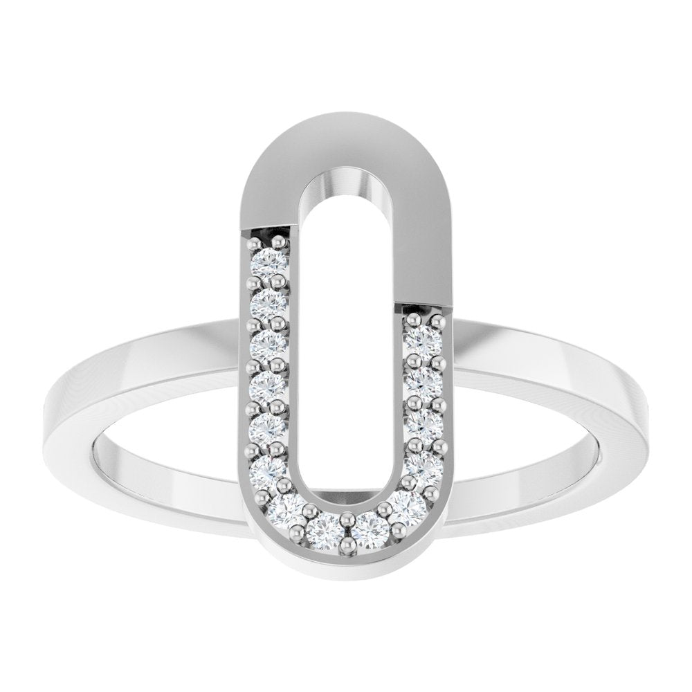 14K White 1/10 CTW Natural Diamond Paperclip-Style Ring