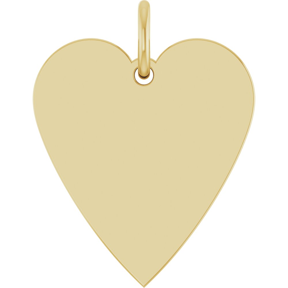 14K Yellow Gold Engravable Heart Pendant