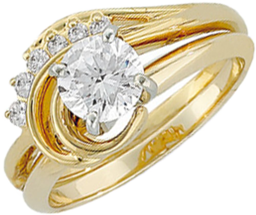 14K Yellow 1/8 CTW Natural Diamond Wrap-Style Enhancer Ring