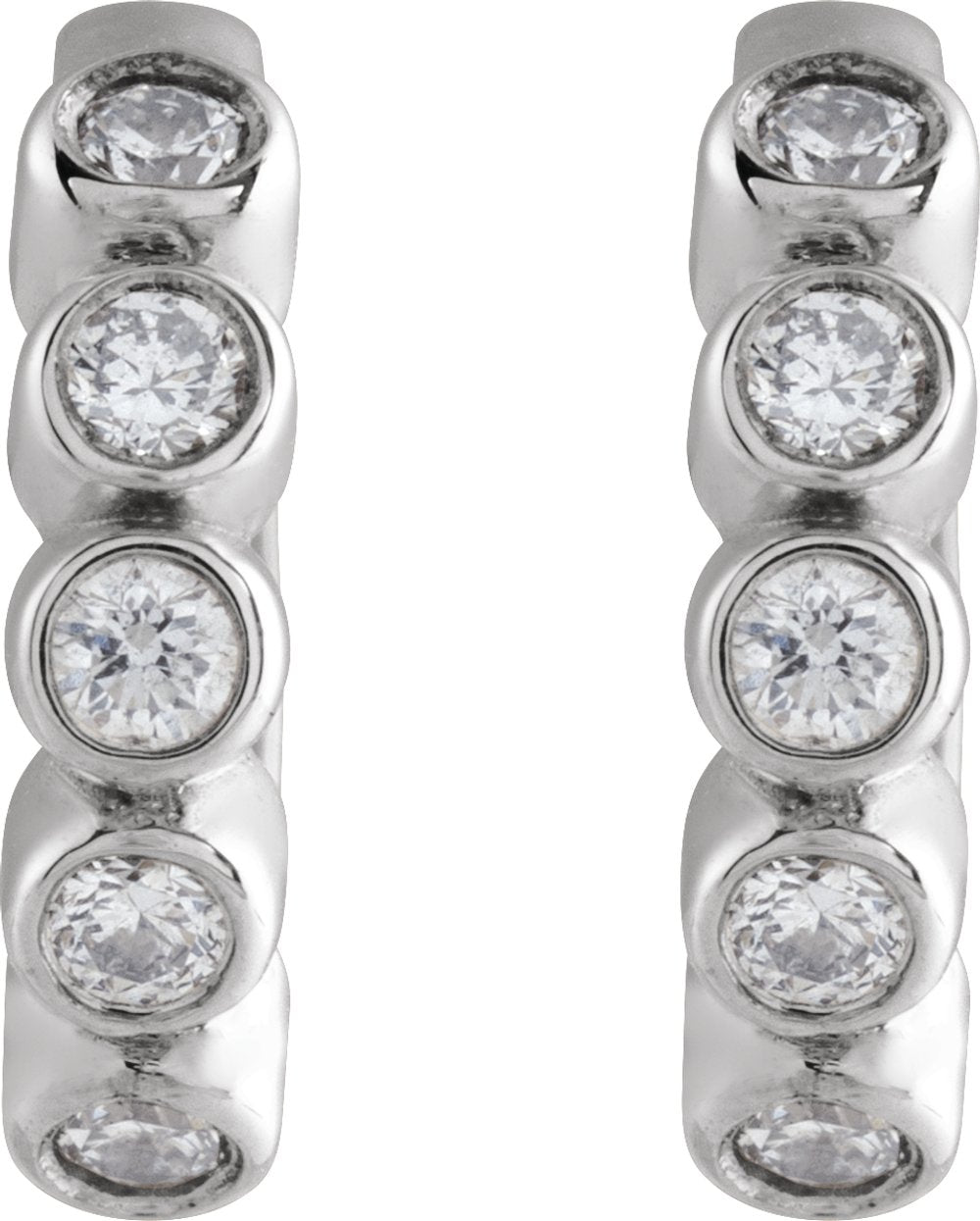 14K White 1/5 CTW Natural Diamond 12.24 mm Hinged Hoop Earrings