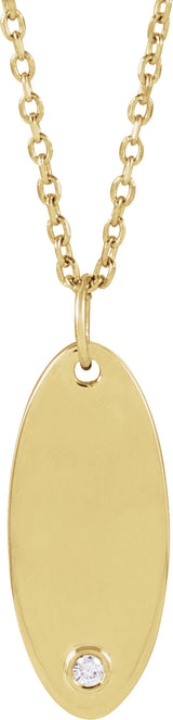 14K Yellow Gold .015 CT Natural Diamond Engravable 16-18" Necklace