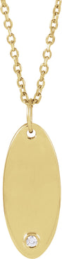 14K Yellow Gold .015 CT Natural Diamond Engravable 16-18" Necklace