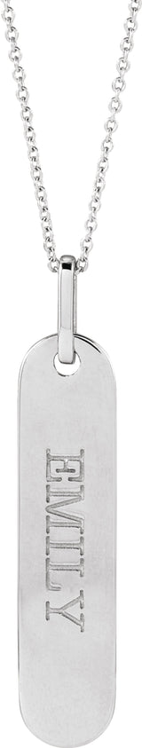 Sterling Silver Engravable Bar 16-18" Necklace